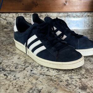 Adidas Navy and White Sneakers